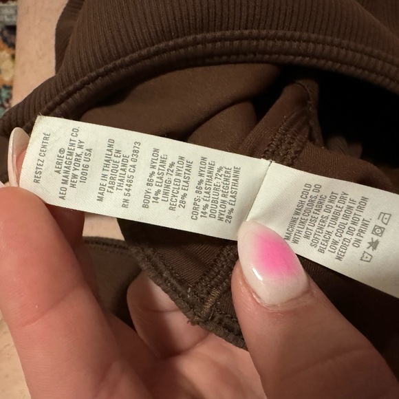 Aerie Ribbed Chocolate Brown Scoop Neck Sports Bra Medium Offline American Eagle - Picture 5 of 8